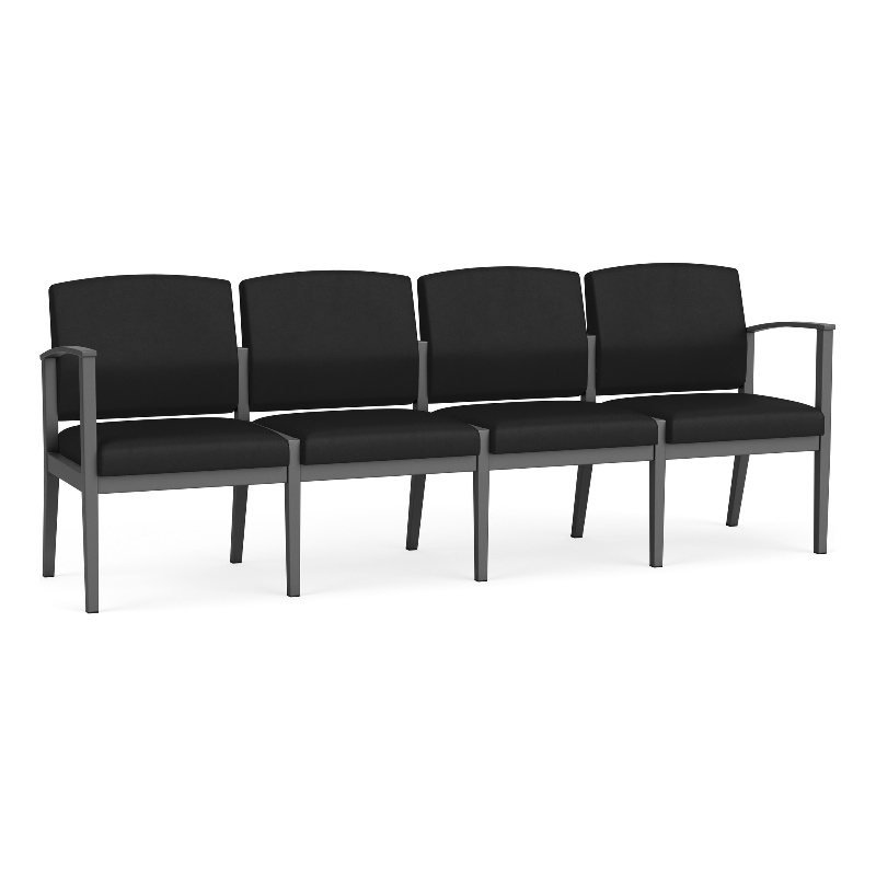 Amherst Steel Reception Waiting Room 4-Seat Chair / Charcoal Steel / Black