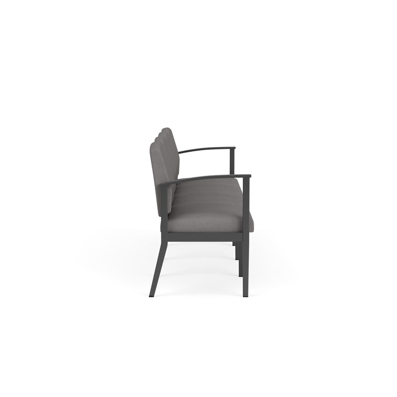 Amherst Steel Reception Waiting 4-Seat Chair / Charcoal Steel / Light Gray