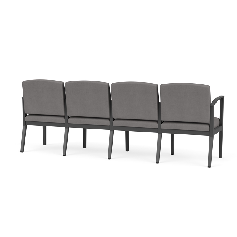 Amherst Steel Reception Waiting 4-Seat Chair / Charcoal Steel / Light Gray