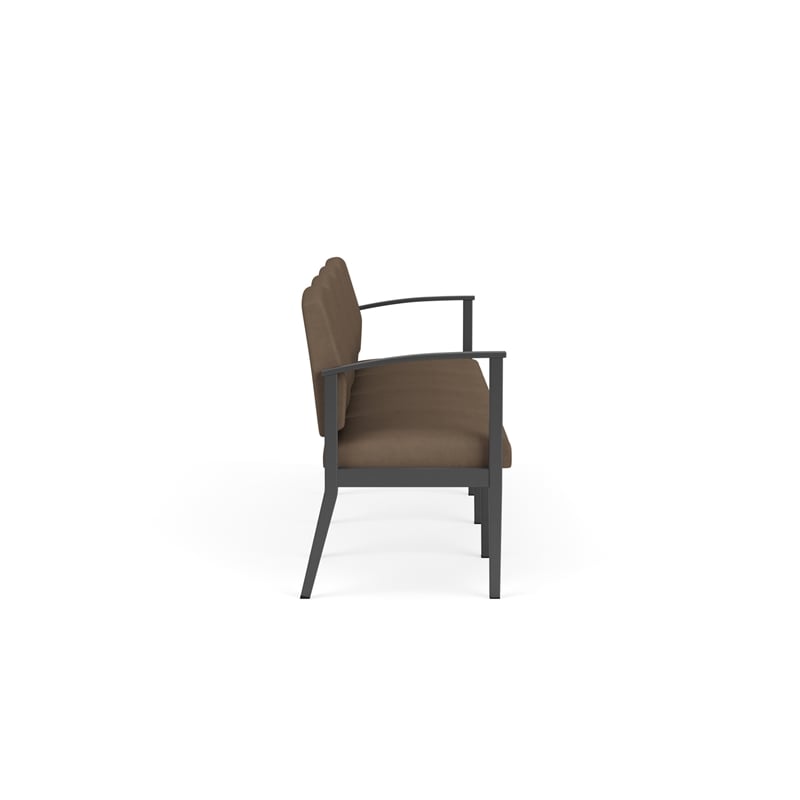 Amherst Steel Reception Waiting Room 4-Seat Chair / Charcoal Steel / Brown