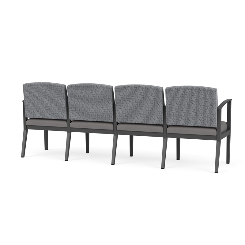 Amherst Steel Reception Waiting 4-Seat Chair / Charcoal Steel / Gray / Gray