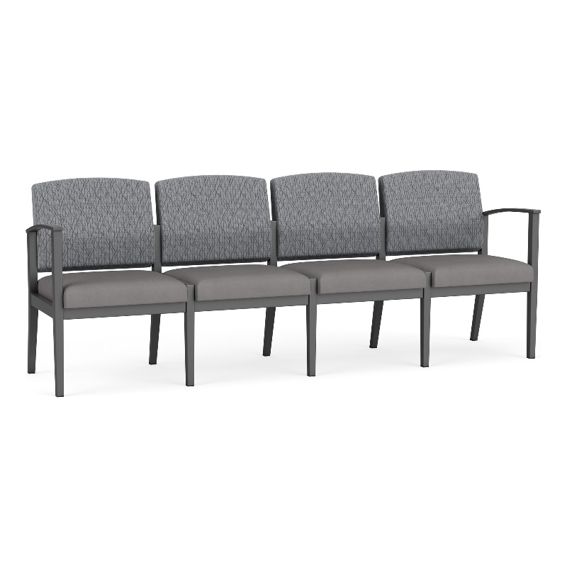 Amherst Steel Reception Waiting 4-Seat Chair / Charcoal Steel / Gray / Gray