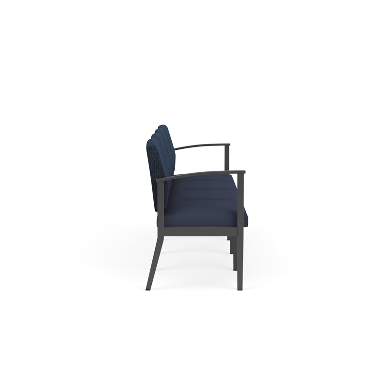 Amherst Steel Reception Waiting 4-Seat Chair / Charcoal Steel / Blue / Blue