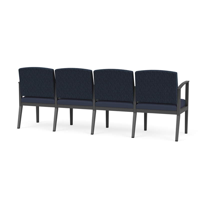 Amherst Steel Reception Waiting 4-Seat Chair / Charcoal Steel / Blue / Blue