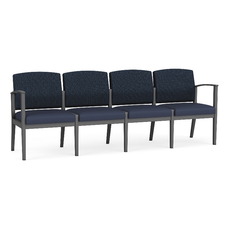 Amherst Steel Reception Waiting 4-Seat Chair / Charcoal Steel / Blue / Blue