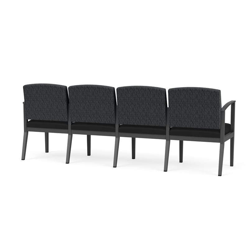 Amherst Steel Reception 4-Seat Chair / Charcoal Steel / Dark Gray / Black