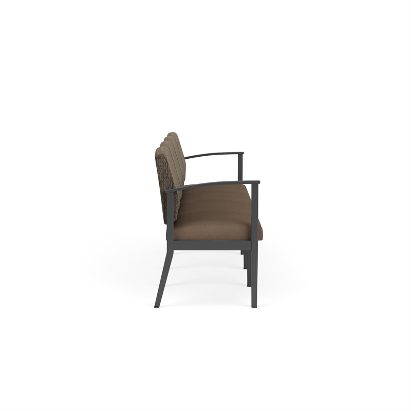 Amherst Steel Reception Waiting 4-Seat Chair / Charcoal Steel / Brown / Brown