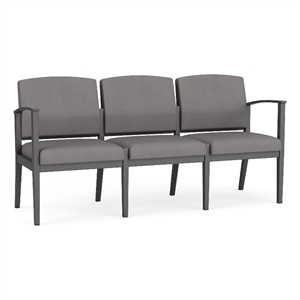 Amherst Steel Reception Waiting 3-Seat Chair / Charcoal Steel / Light Gray
