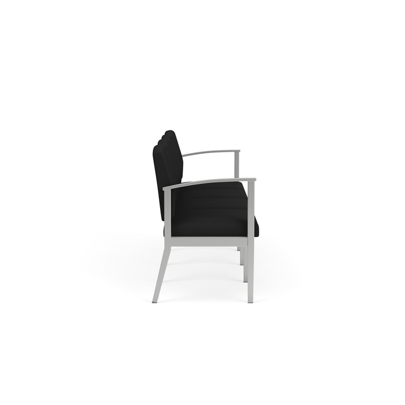 Amherst Steel Reception Waiting Room 4-Seat Chair / Silver Steel / Black