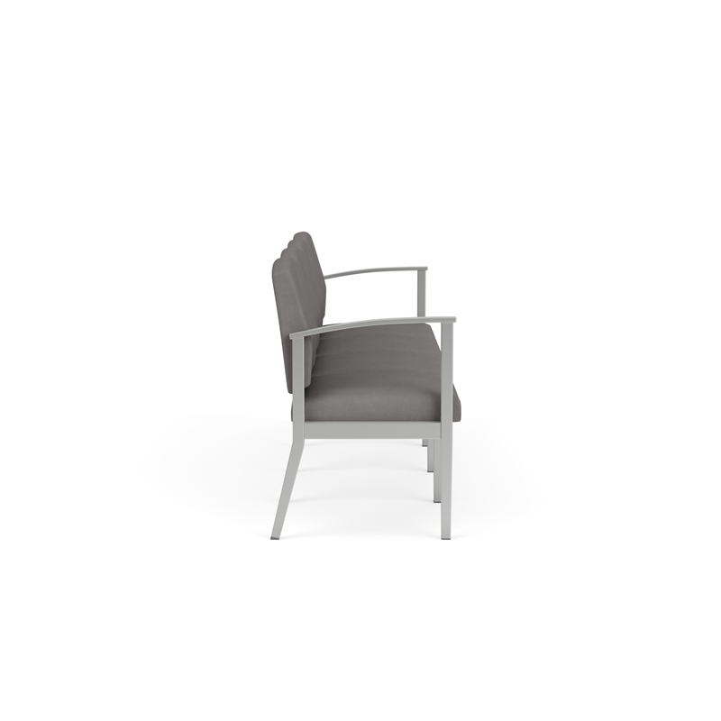 Amherst Steel Reception Waiting 4-Seat Chair / Silver Steel / Light Gray