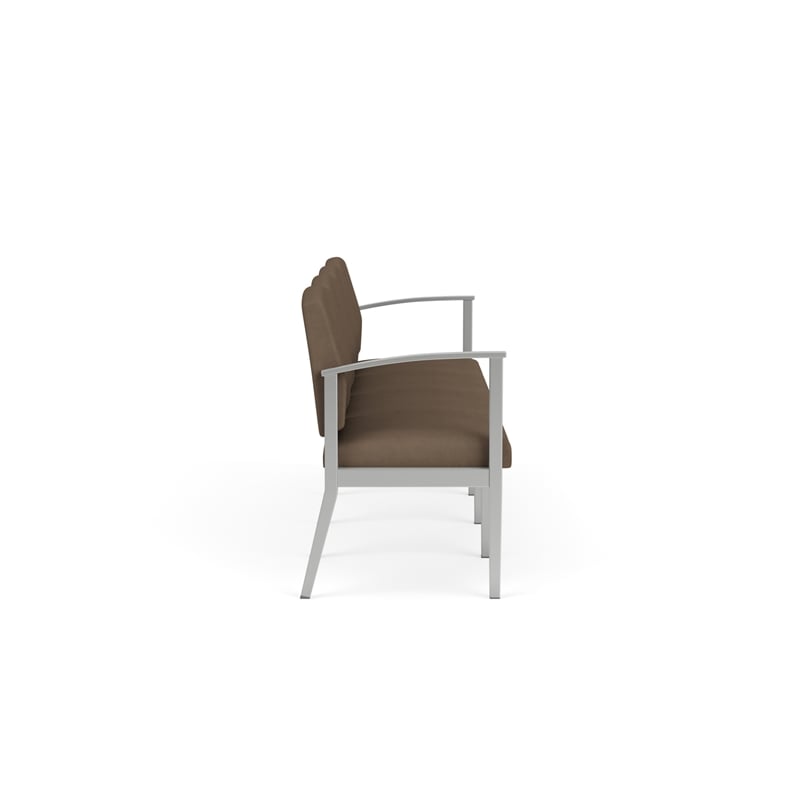 Amherst Steel Reception Waiting Room 4-Seat Chair / Silver Steel / Brown