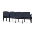Amherst Steel Reception Waiting 4 Seat Tandem Seating / Black Steel / Blue