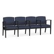 Amherst Steel Reception Waiting 4 Seat Tandem Seating / Black Steel / Blue