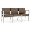 Amherst Steel Reception Waiting Room 3-Seat Chair / Silver Steel / Brown