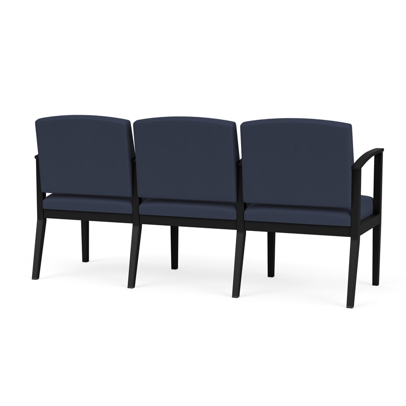 Amherst Steel Reception Waiting 3 Seat Tandem Seating / Black Steel / Blue