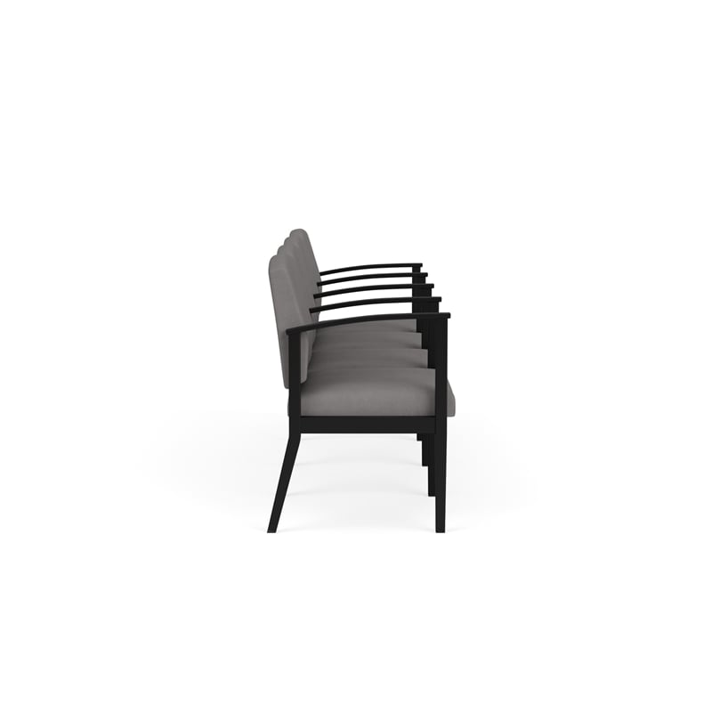 Amherst Steel Reception Waiting 4 Seat Tandem Seating / Black Steel / Light Gray