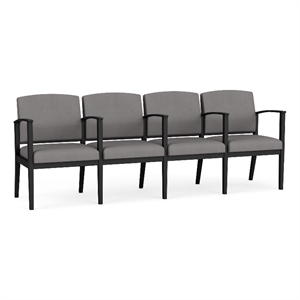 Amherst Steel Reception Waiting 4 Seat Tandem Seating / Black Steel / Light Gray