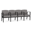 Amherst Steel Reception Waiting 4 Seat Tandem Seating / Black Steel / Light Gray