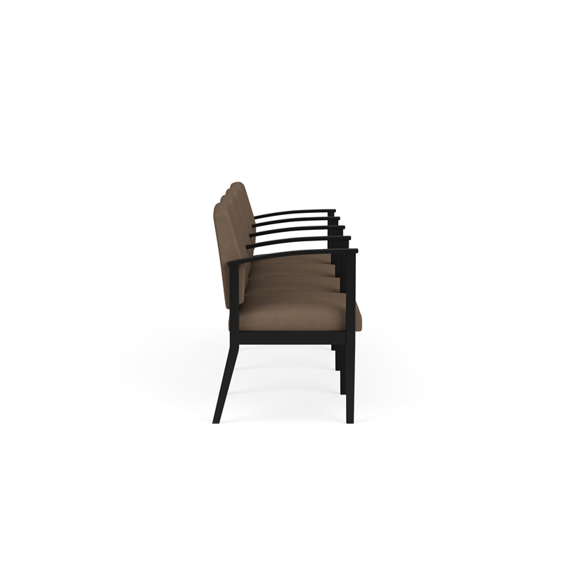Amherst Steel Reception Waiting 4 Seat Tandem Seating / Black Steel / Brown