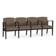 Amherst Steel Reception Waiting 4 Seat Tandem Seating / Black Steel / Brown