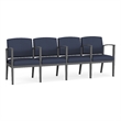 Amherst Steel Reception Waiting 4 Seat Tandem Seating / Charcoal Steel / Blue