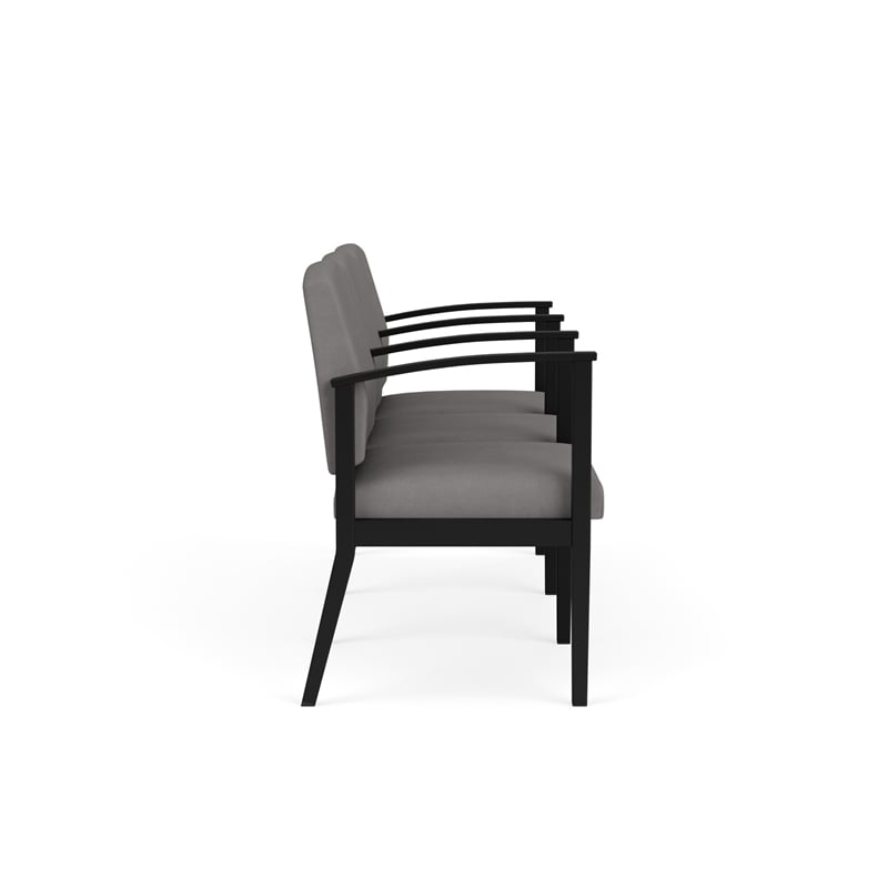 Amherst Steel Reception Waiting 3 Seat Tandem Seating / Black Steel / Light Gray