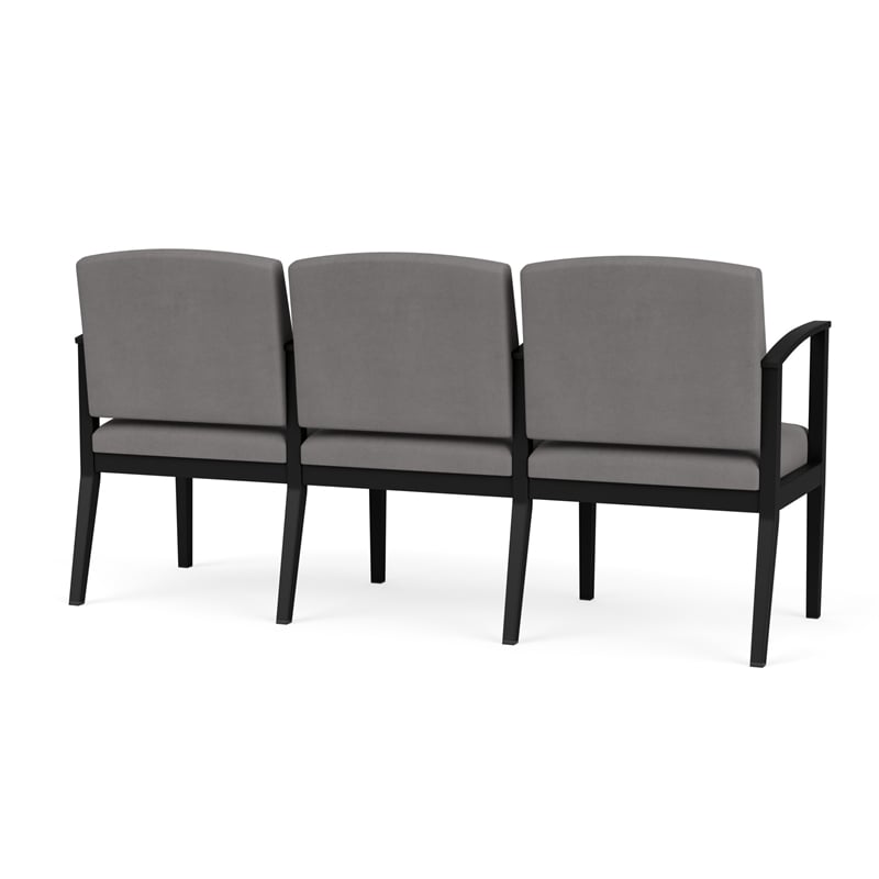 Amherst Steel Reception Waiting 3 Seat Tandem Seating / Black Steel / Light Gray