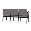 Amherst Steel Reception Waiting 3 Seat Tandem Seating / Black Steel / Light Gray