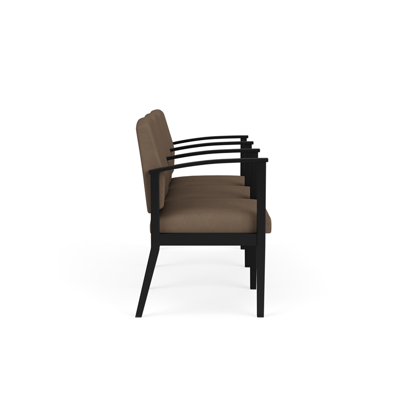 Amherst Steel Reception Waiting 3 Seat Tandem Seating / Black Steel / Brown