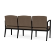 Amherst Steel Reception Waiting 3 Seat Tandem Seating / Black Steel / Brown