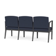Amherst Steel Reception Waiting 3 Seat Tandem Seating / Charcoal Steel / Blue