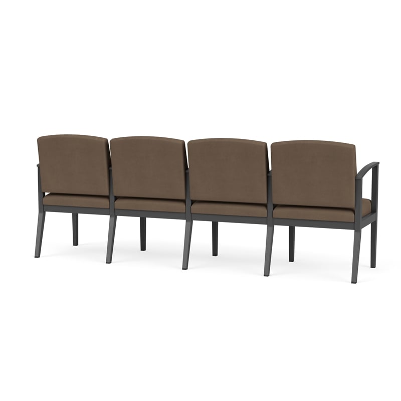 Amherst Steel Reception Waiting 4 Seat Tandem Seating / Charcoal Steel / Brown