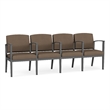 Amherst Steel Reception Waiting 4 Seat Tandem Seating / Charcoal Steel / Brown