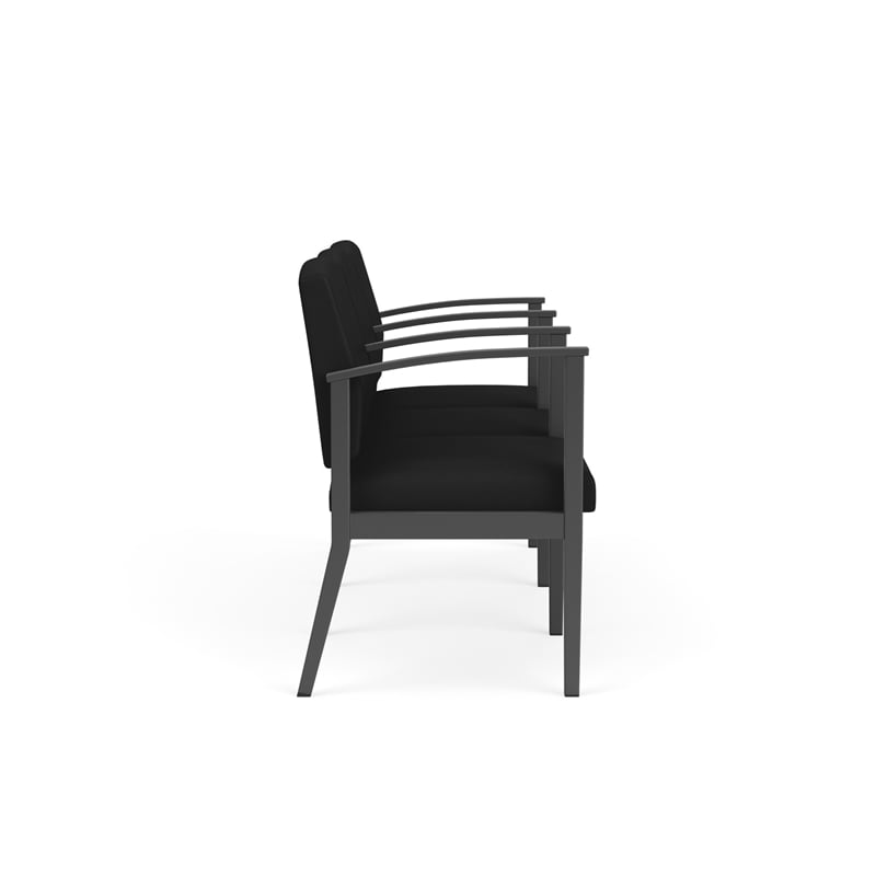 Amherst Steel Reception Waiting 3 Seat Tandem Seating / Charcoal Steel / Black