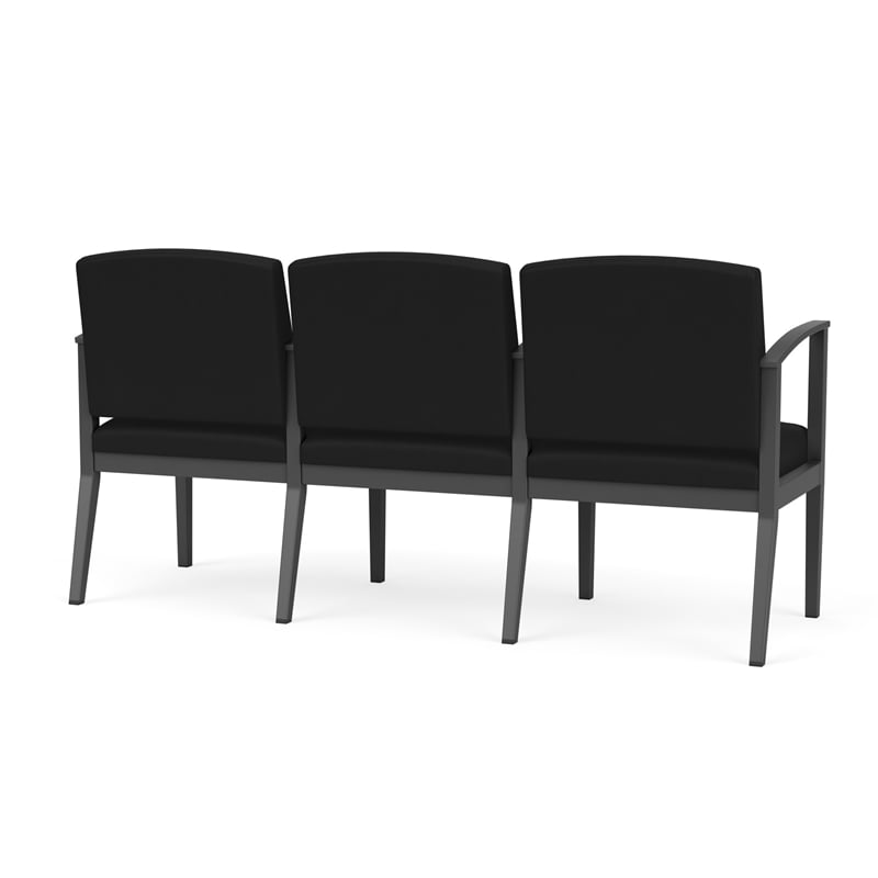 Amherst Steel Reception Waiting 3 Seat Tandem Seating / Charcoal Steel / Black