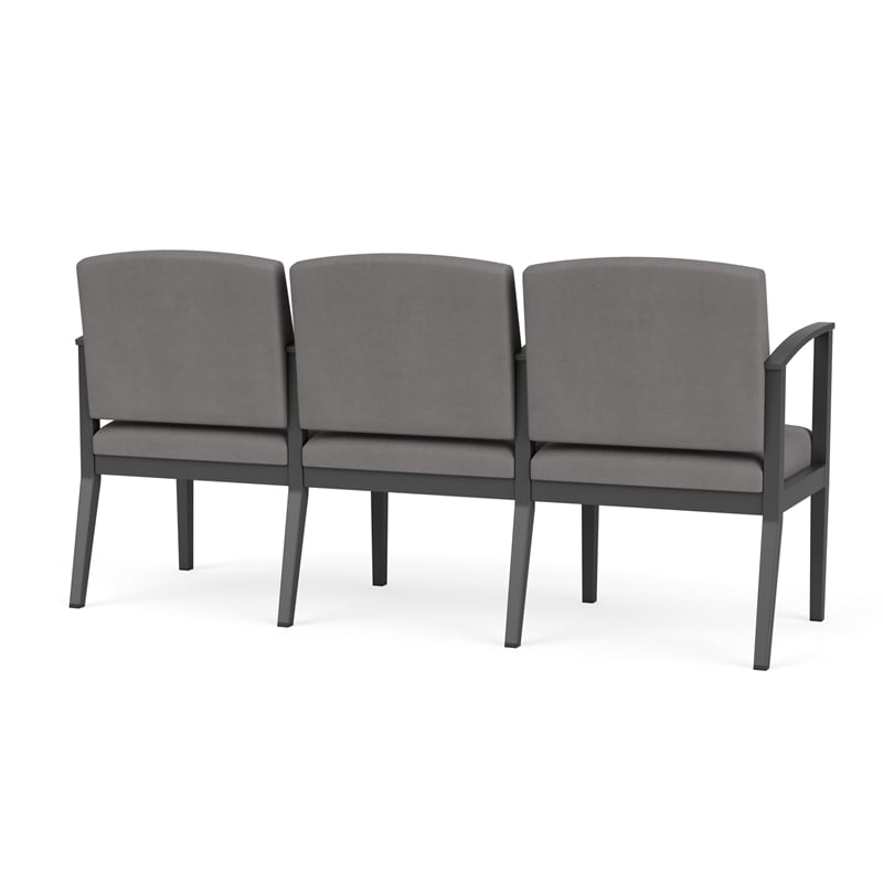 Amherst Steel Reception 3 Seat Tandem Seating / Charcoal Steel / Light Gray