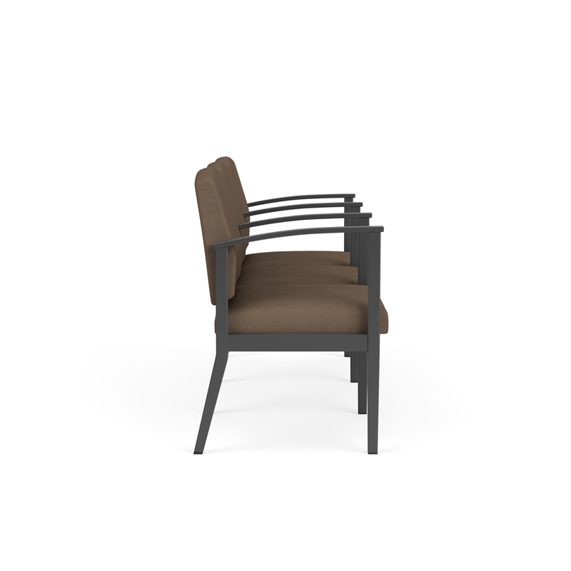 Amherst Steel Reception Waiting 3 Seat Tandem Seating / Charcoal Steel / Brown