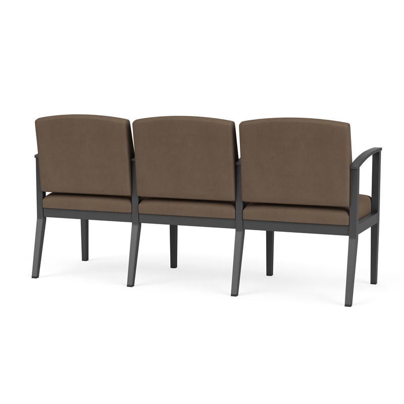 Amherst Steel Reception Waiting 3 Seat Tandem Seating / Charcoal Steel / Brown