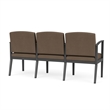 Amherst Steel Reception Waiting 3 Seat Tandem Seating / Charcoal Steel / Brown