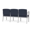 Amherst Steel Reception Waiting 3 Seat Tandem Seating / Silver Steel / Blue