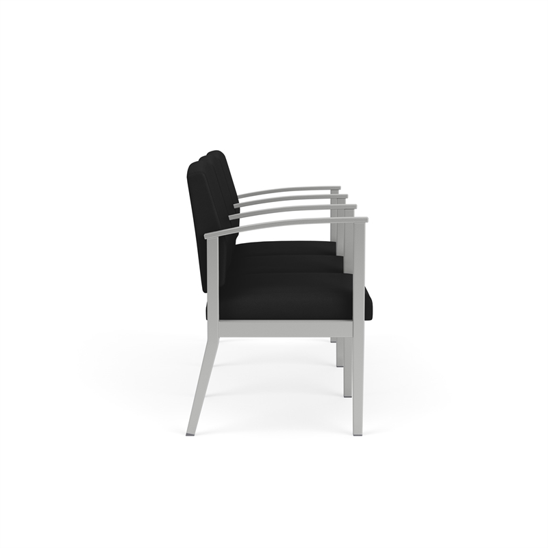Amherst Steel Reception Waiting 3 Seat Tandem Seating / Silver Steel / Black