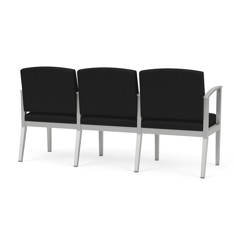 Amherst Steel Reception Waiting 3 Seat Tandem Seating / Silver Steel / Black