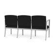 Amherst Steel Reception Waiting 3 Seat Tandem Seating / Silver Steel / Black