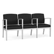 Amherst Steel Reception Waiting 3 Seat Tandem Seating / Silver Steel / Black