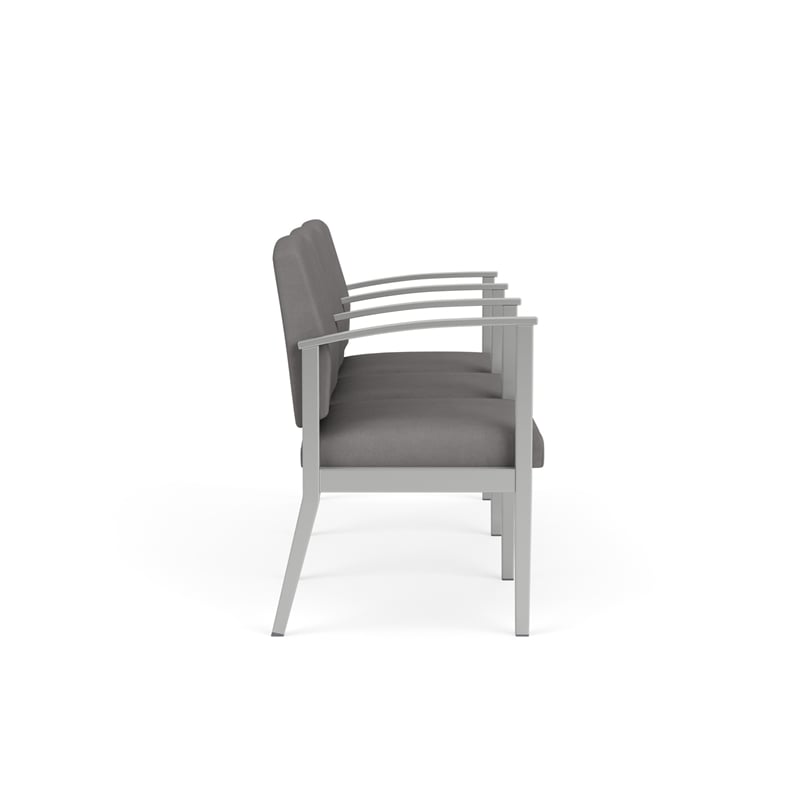 Amherst Steel Reception 3 Seat Tandem Seating / Silver Steel / Light Gray
