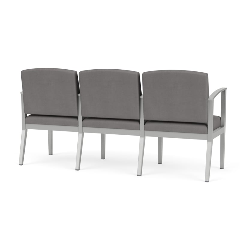 Amherst Steel Reception 3 Seat Tandem Seating / Silver Steel / Light Gray