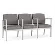 Amherst Steel Reception 3 Seat Tandem Seating / Silver Steel / Light Gray