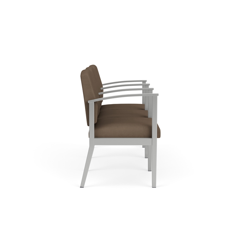 Amherst Steel Reception Waiting 3 Seat Tandem Seating / Silver Steel / Brown