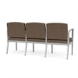 Amherst Steel Reception Waiting 3 Seat Tandem Seating / Silver Steel / Brown
