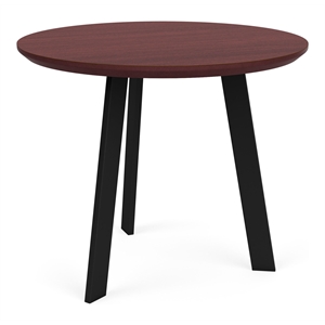 Waterfall Reception 24&quot Round Top Wood End Table / Black Steel / Mahogany